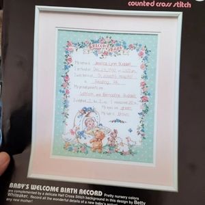 New vtg baby birth record cross stitch Dimensions